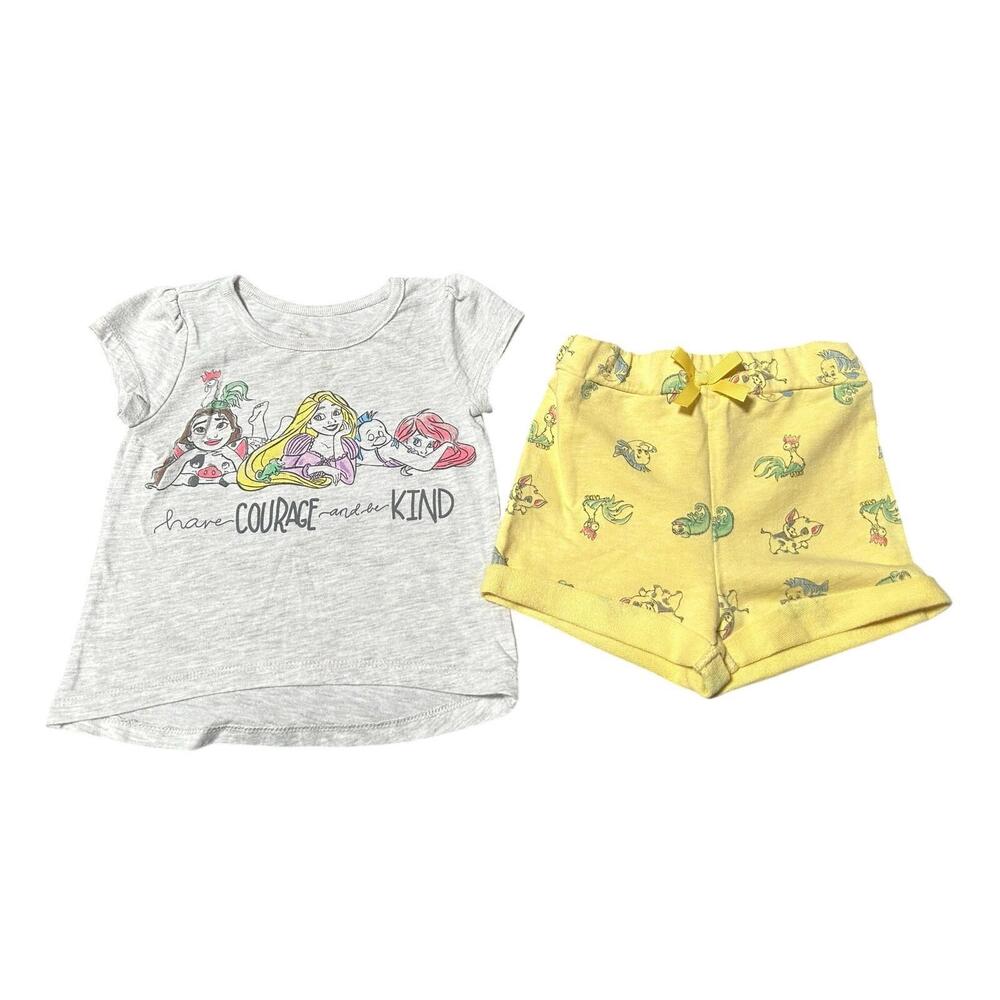 Disney‎ Princess Pajama Set Toddler Girl Size 2T Shorts Have Courage Be Kind